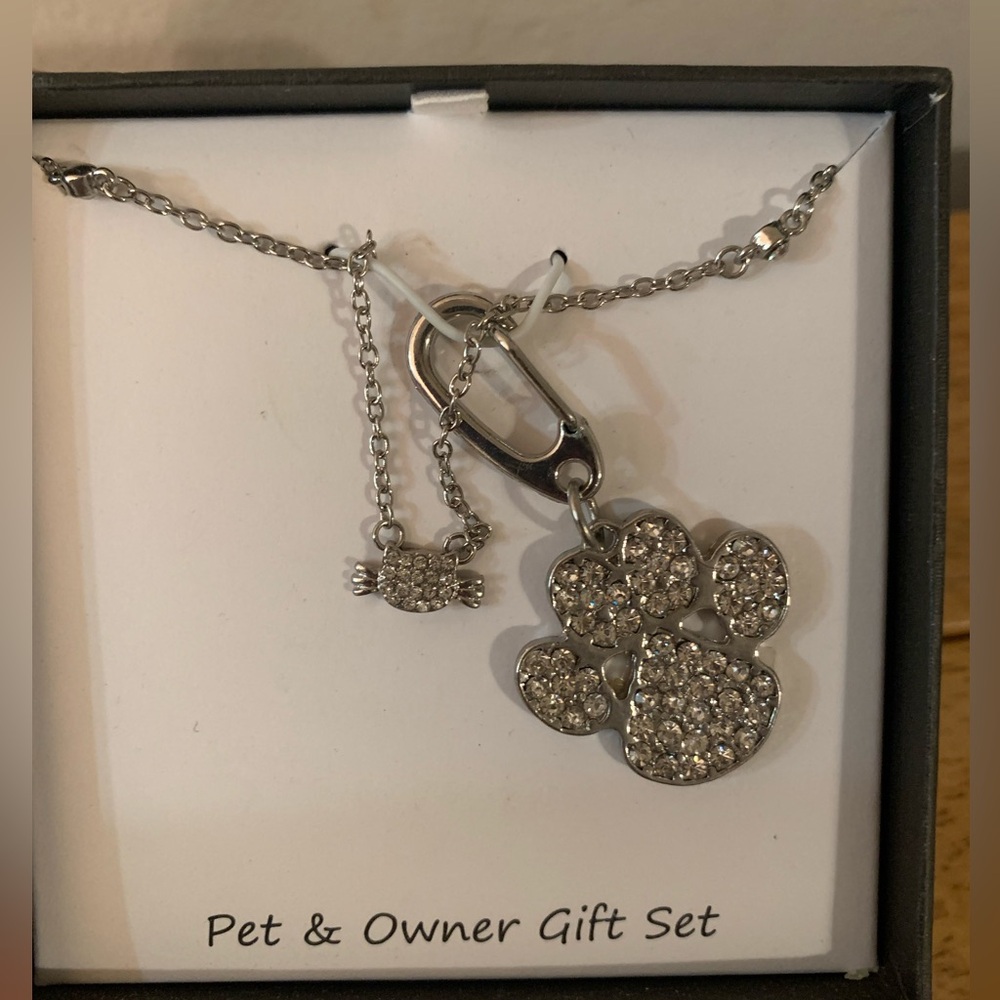 Kitty Necklace with Paw Charm Owner and Pet Gift Set New